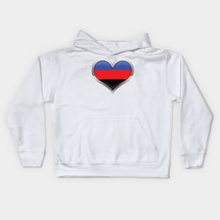 Large Polyamory Pride Flag Colored Heart with Chrome Frame Kids Hoodie